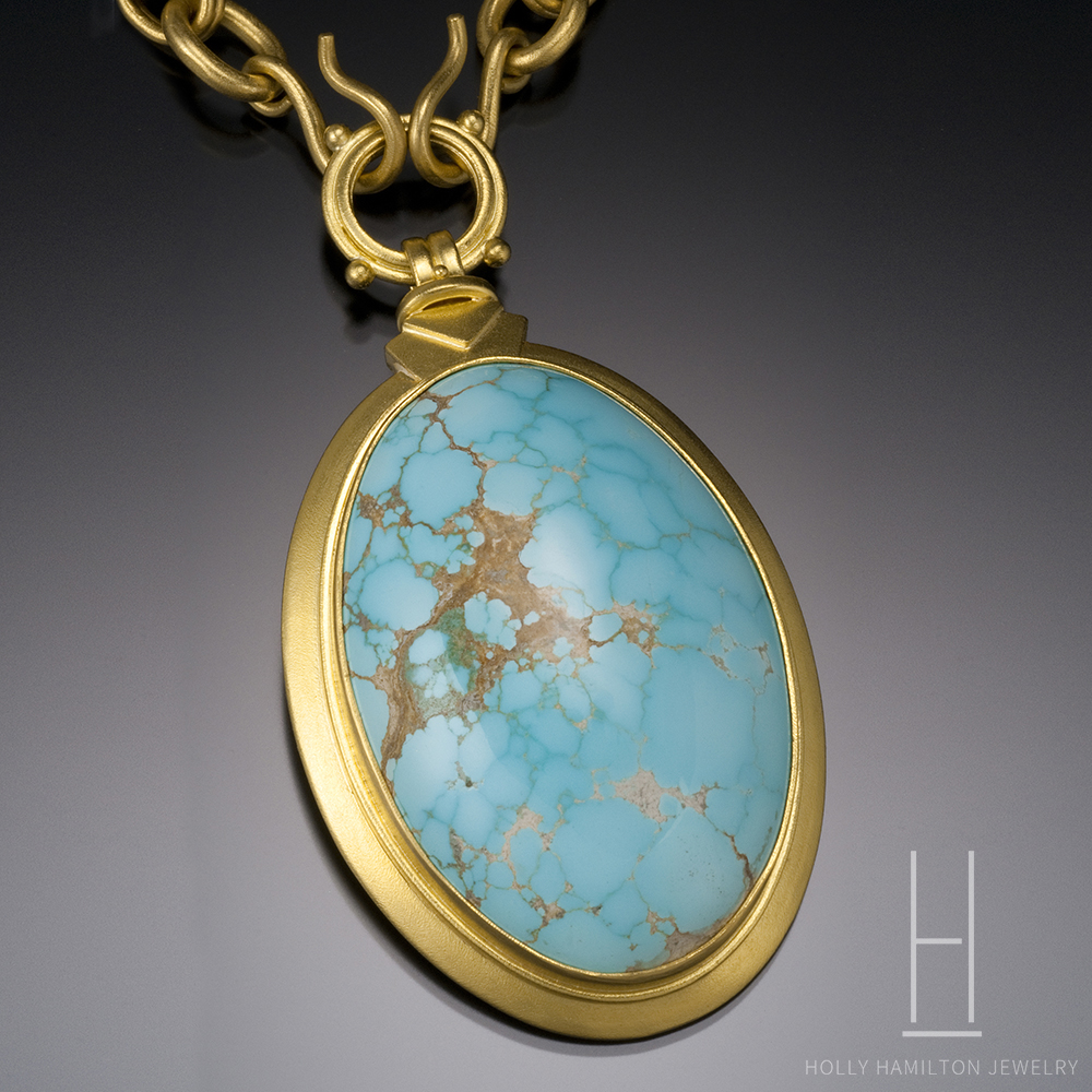 Turquoise Oval in 22k Gold - Holly Hamilton Jewelry